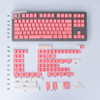 Peach Blossom GMK ABS Doubleshot 104+67 Full Double Shot Keycaps for Cherry MX Mechanical Gaming Keyboard 84/75/980